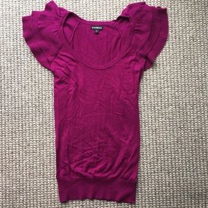 Express size small magenta short sleeve sweater